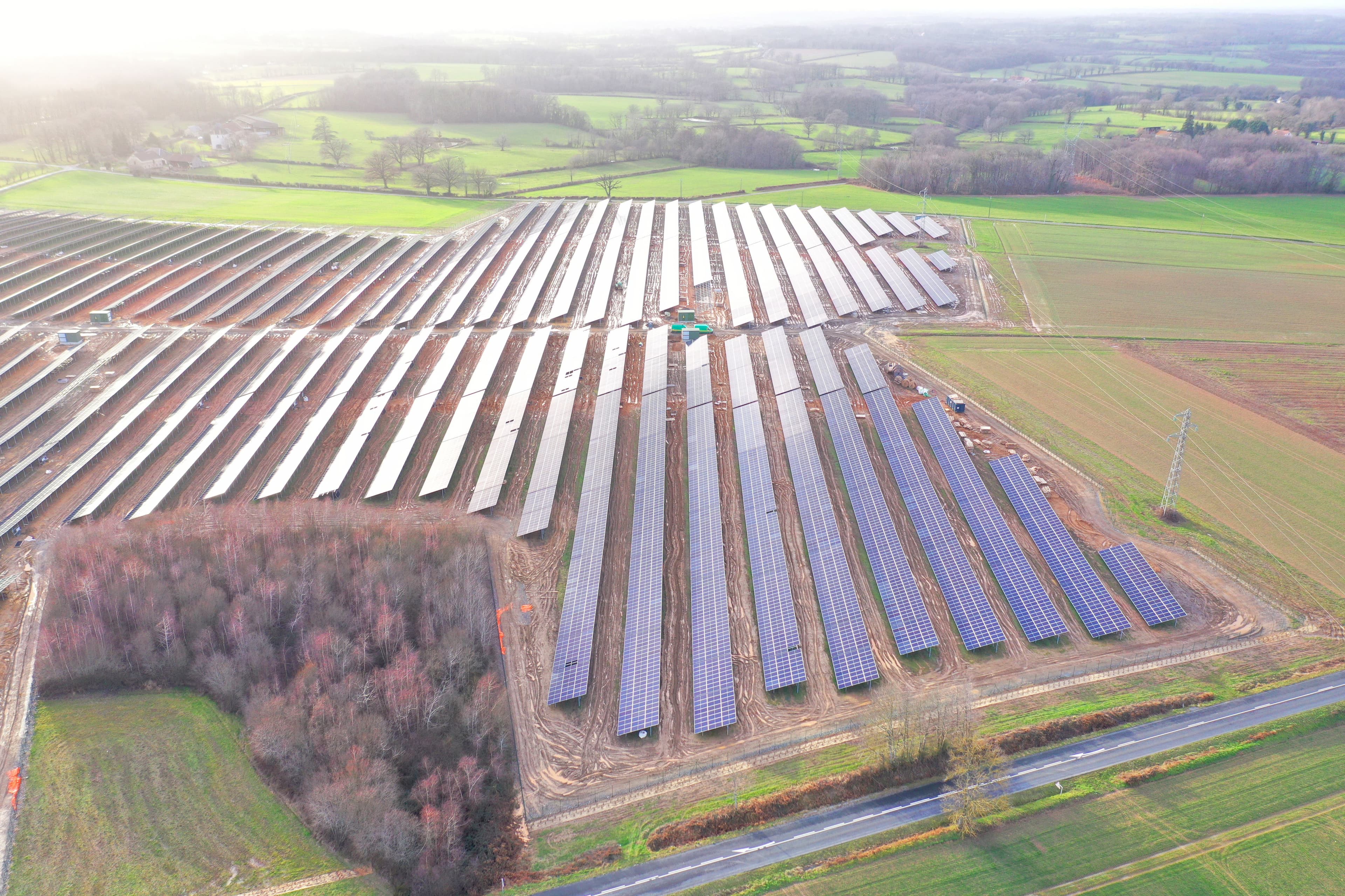 Baraize freefield project in France, taken by drone